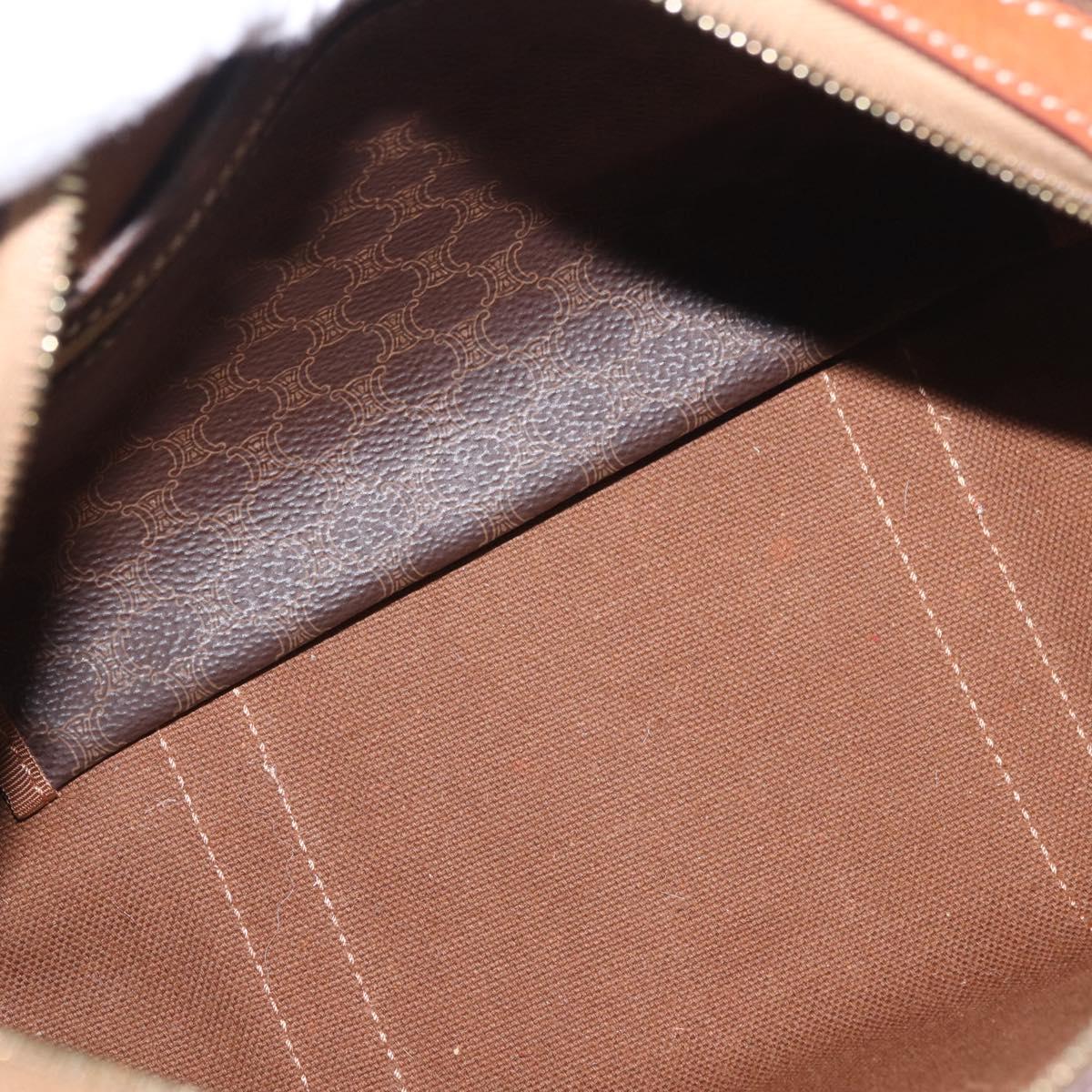CELINE Macadam Canvas Hand Bag PVC Leather Brown Gold Auth 186868A