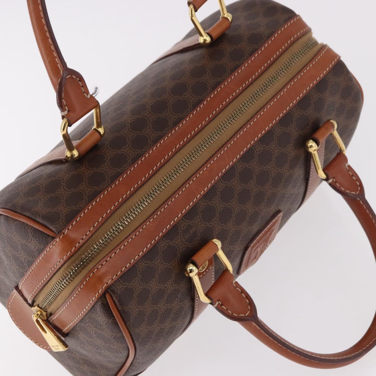 CELINE Macadam Canvas Hand Bag PVC Leather Brown Gold Auth 186868A