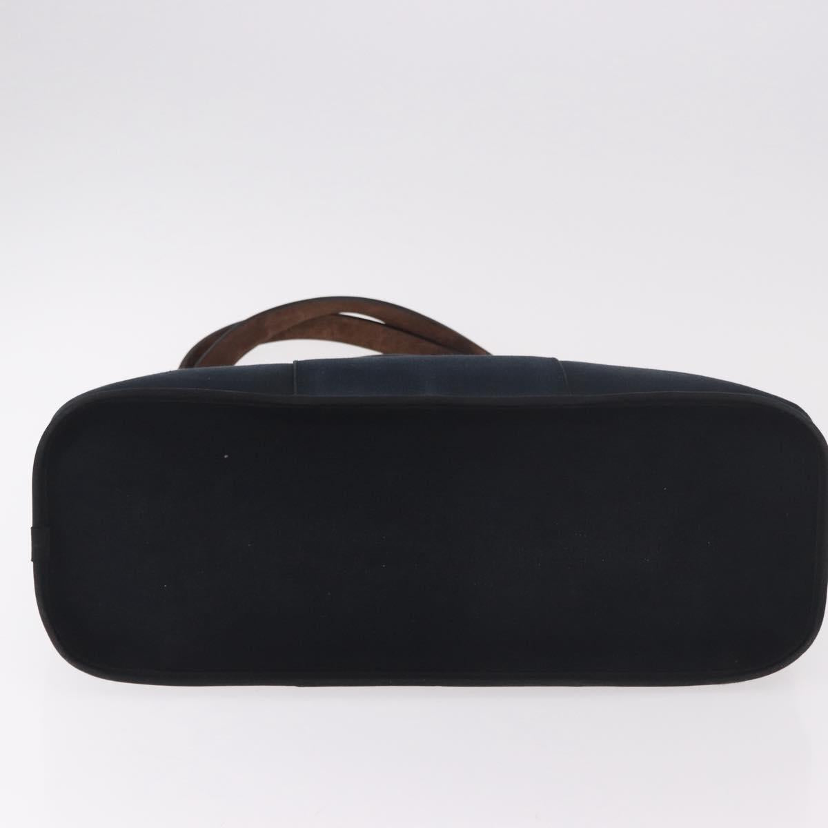 HERMES Kabak Elan PM Hand Bag Canvas 2way Black Silver Auth 186871V