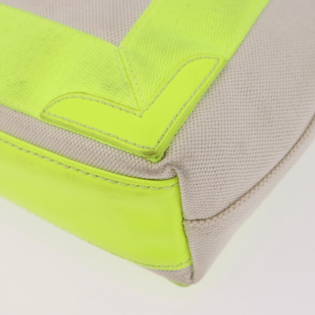BALENCIAGA Navy Cabas XS Hand Bag Canvas Yellow Silver Auth 186872
