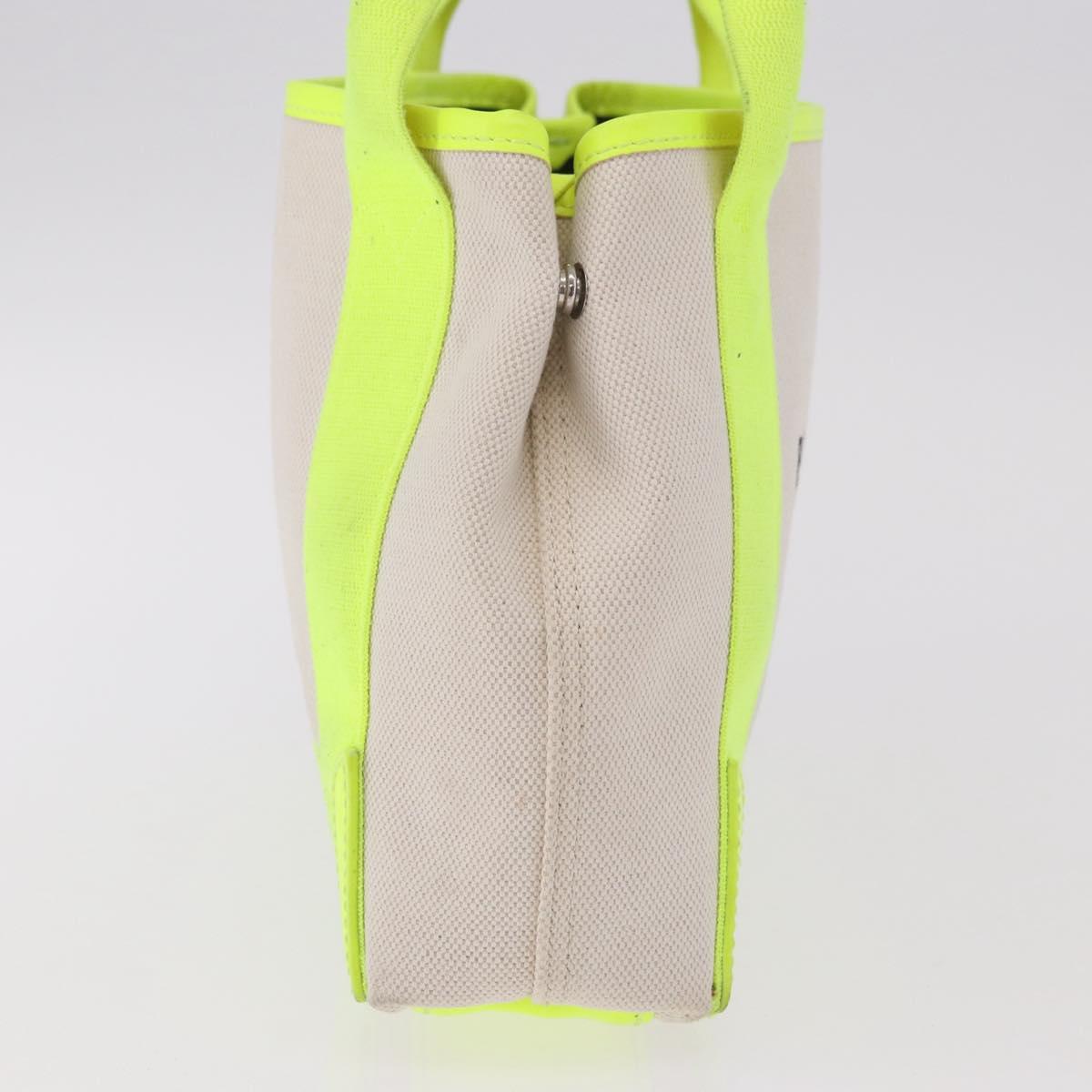 BALENCIAGA Navy Cabas XS Hand Bag Canvas Yellow Silver Auth 186872