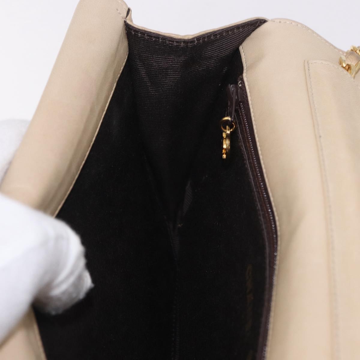 CHANEL Matelasse Chain Shoulder Bag Lamb Skin Beige Gold CC Auth 186875