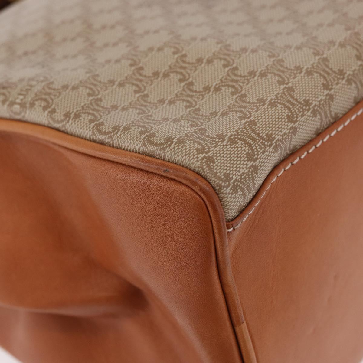 CELINE Macadam Canvas Hand Bag PVC Beige Gold Auth 186876