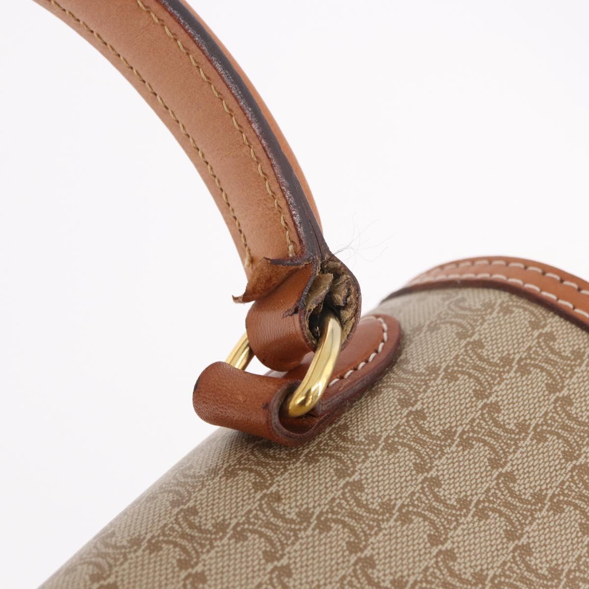 CELINE Macadam Canvas Hand Bag PVC Beige Gold Auth 186876
