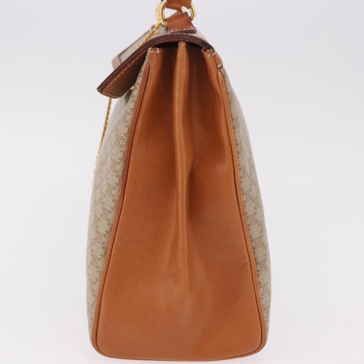 CELINE Macadam Canvas Hand Bag PVC Beige Gold Auth 186876