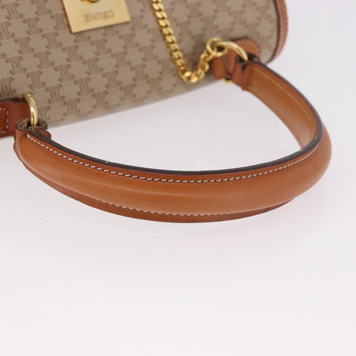 CELINE Macadam Canvas Hand Bag PVC Beige Gold Auth 186876
