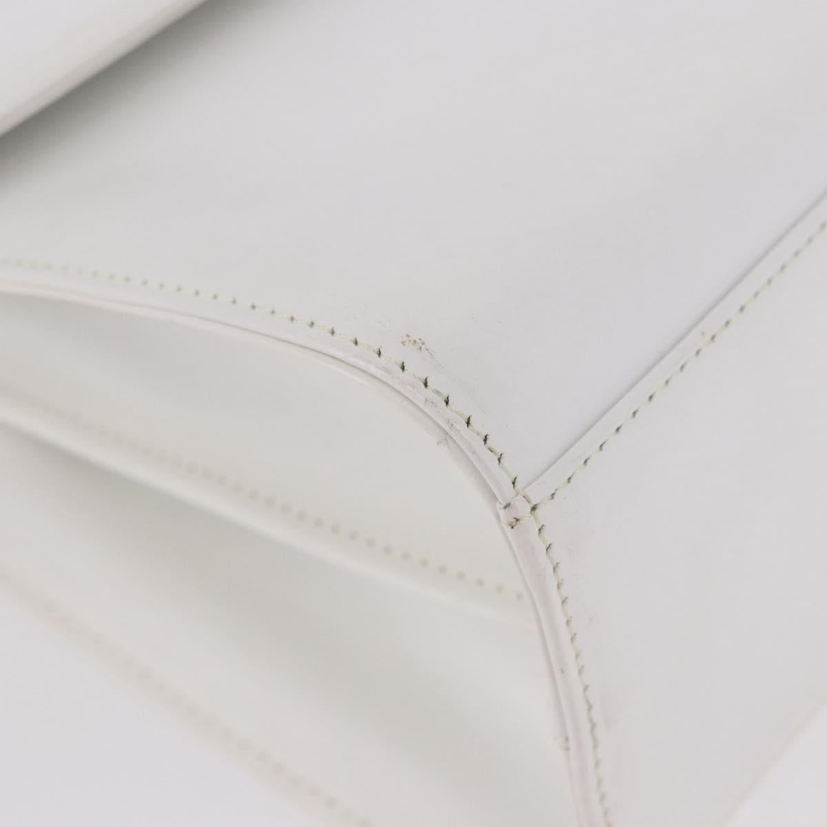 GIVENCHY Hand Bag Leather White Gold Auth 186878A