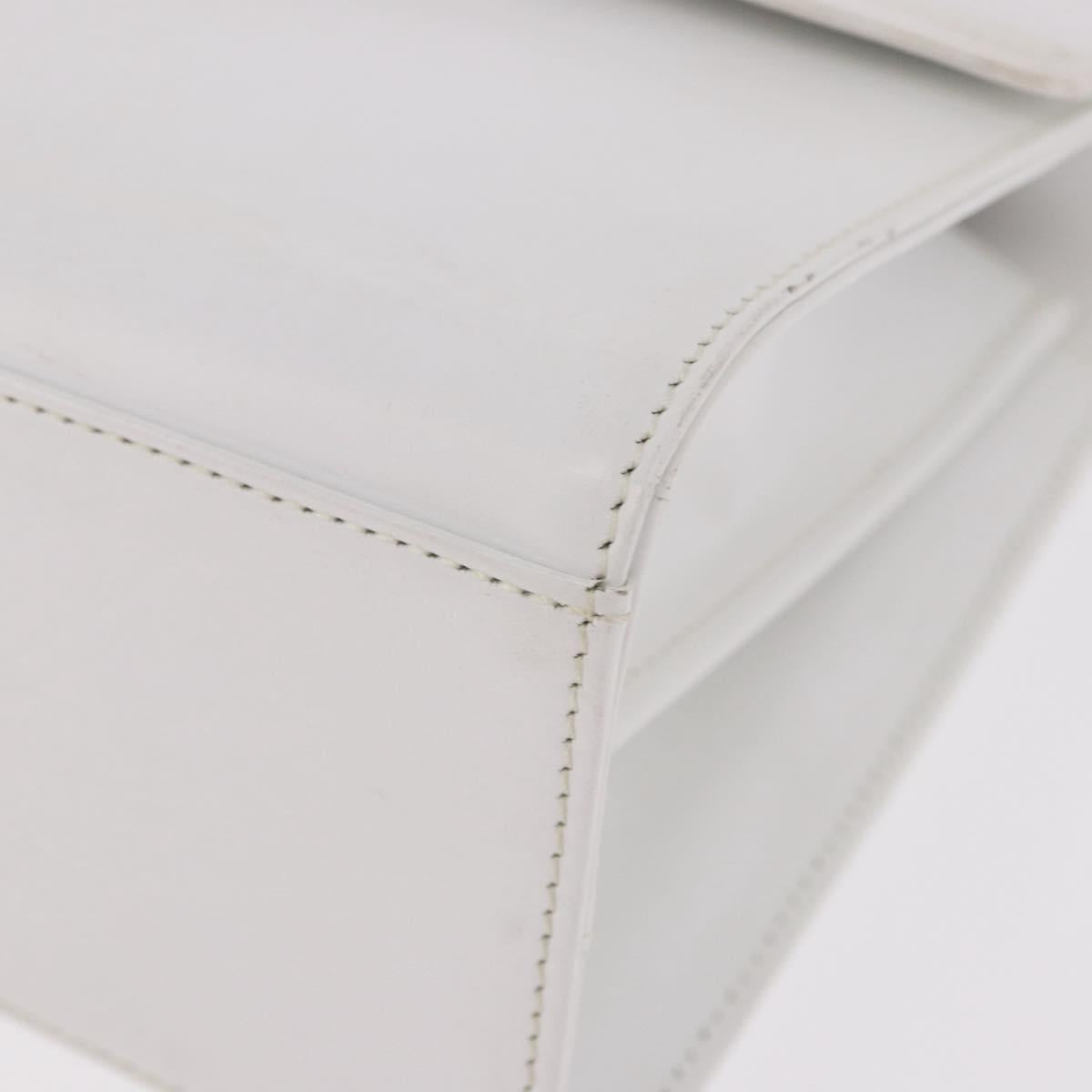 GIVENCHY Hand Bag Leather White Gold Auth 186878A