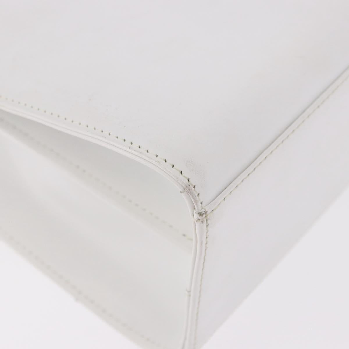 GIVENCHY Hand Bag Leather White Gold Auth 186878A