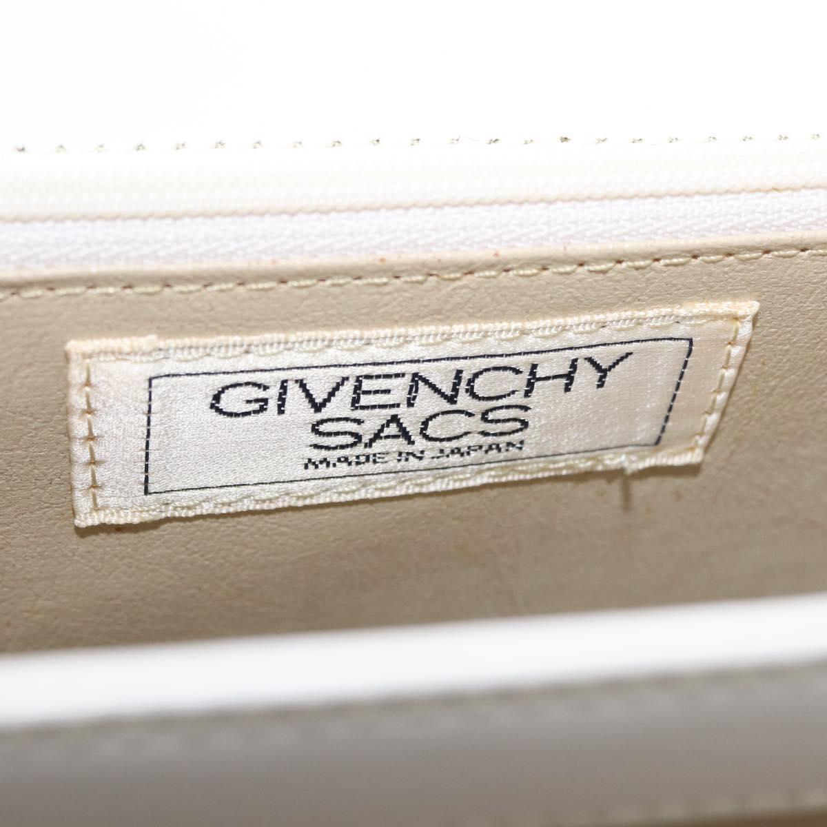 GIVENCHY Hand Bag Leather White Gold Auth 186878A