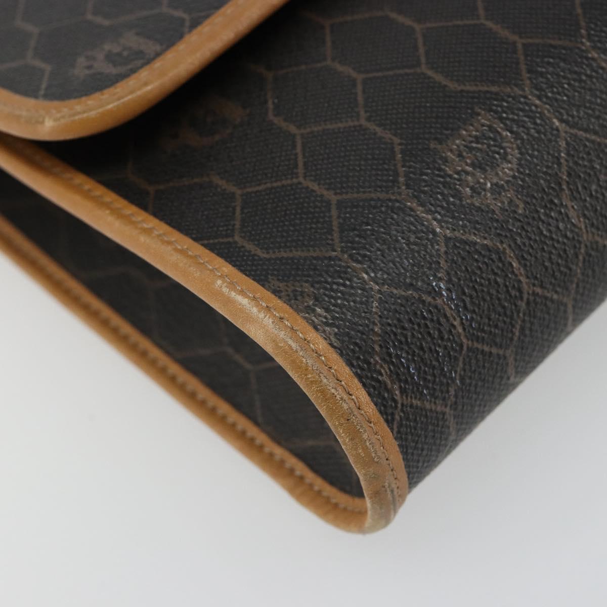 Christian Dior Honeycomb Canvas Shoulder Bag PVC Black Gold Auth 186880