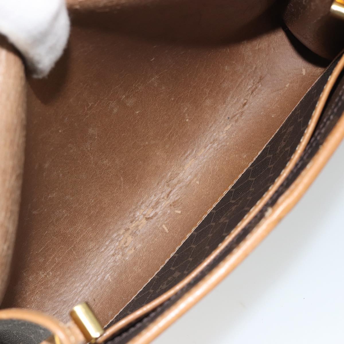 Christian Dior Honeycomb Canvas Shoulder Bag PVC Black Gold Auth 186880
