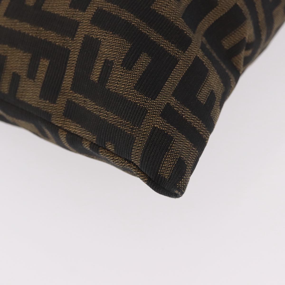 FENDI Zucca Canvas Hand Bag Black Brown Auth 186884