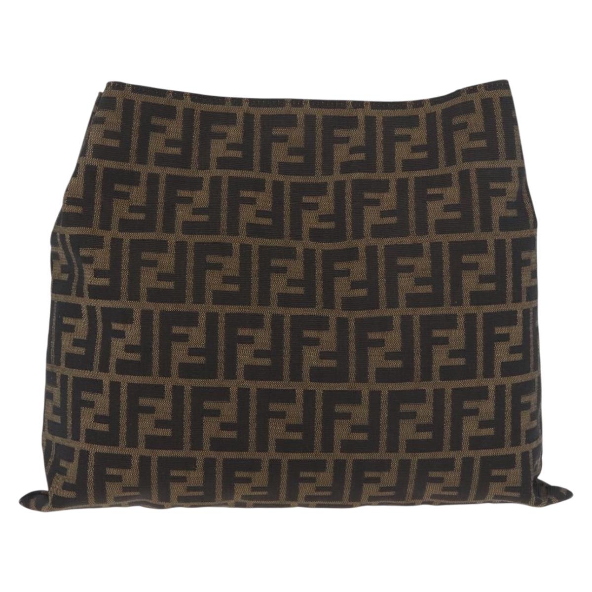 FENDI Zucca Canvas Hand Bag Black Brown Auth 186884