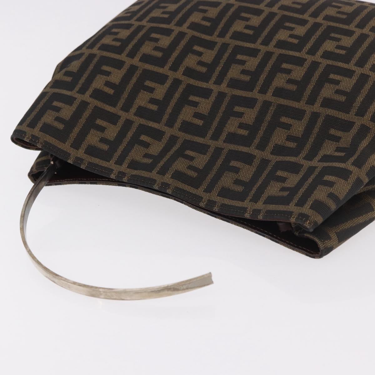 FENDI Zucca Canvas Hand Bag Black Brown Auth 186884