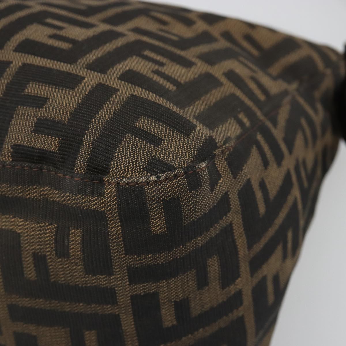 FENDI Zucca Canvas Mamma Baguette Shoulder Bag Black Brown Auth 186886V
