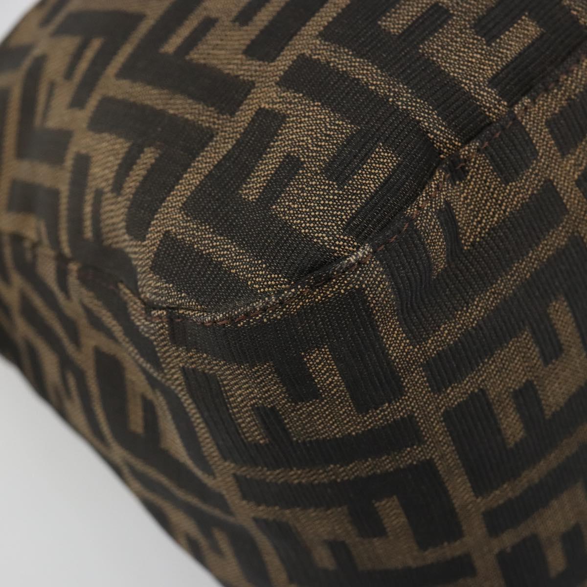 FENDI Zucca Canvas Mamma Baguette Shoulder Bag Black Brown Auth 186886V