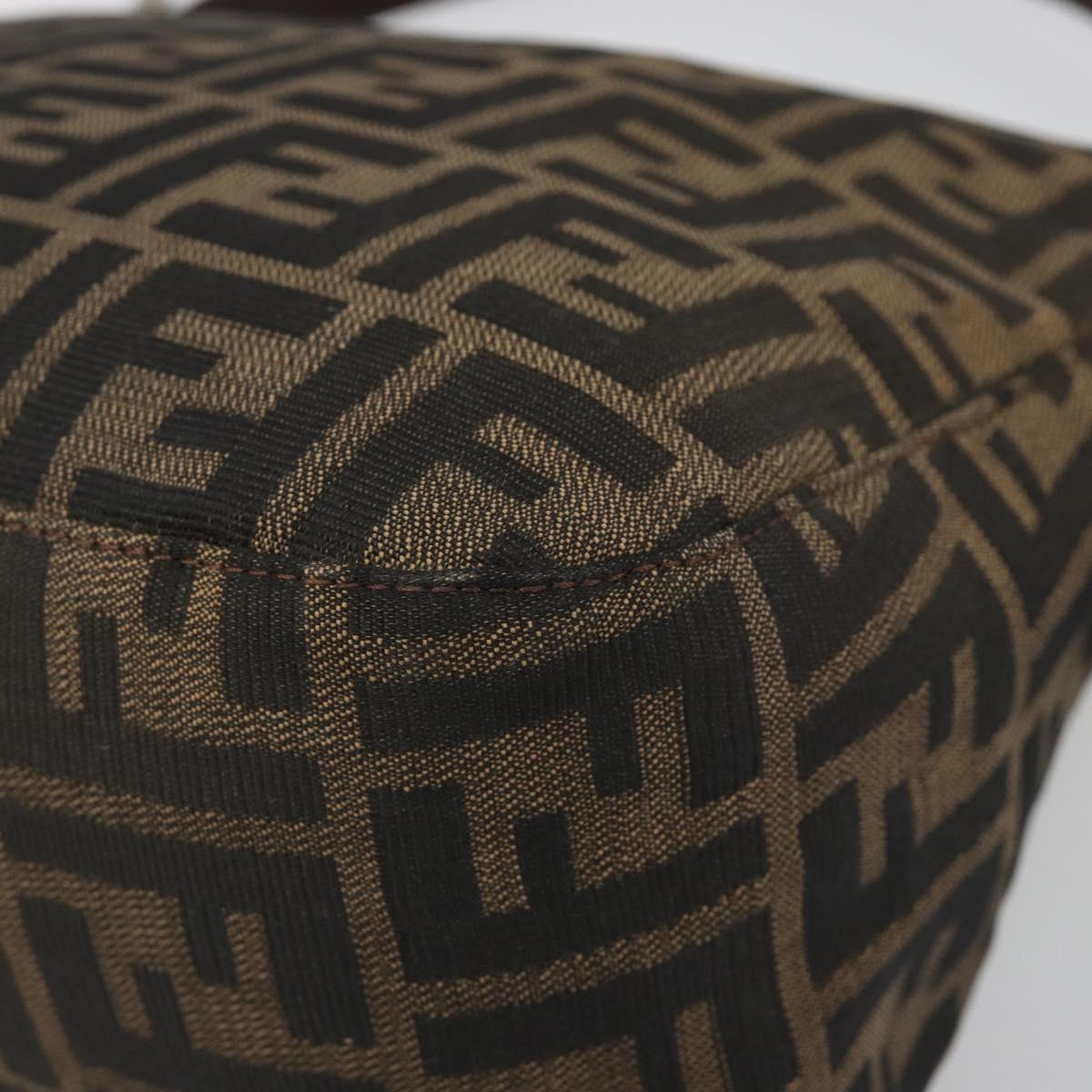 FENDI Zucca Canvas Mamma Baguette Shoulder Bag Black Brown Auth 186886V