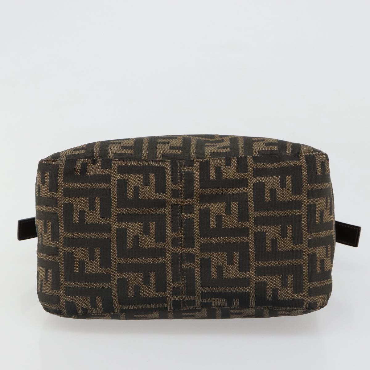 FENDI Zucca Canvas Mamma Baguette Shoulder Bag Black Brown Auth 186886V