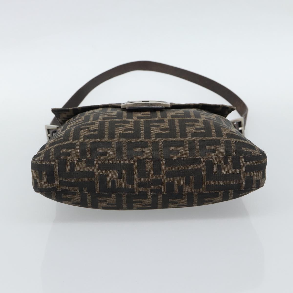 FENDI Zucca Canvas Shoulder Bag Black Brown Auth 186892V