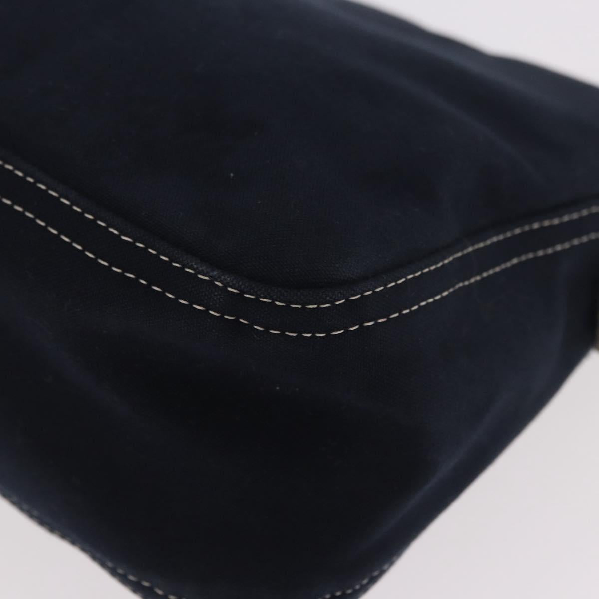 FENDI Mamma Baguette Shoulder Bag Canvas Navy Silver Auth 186897V