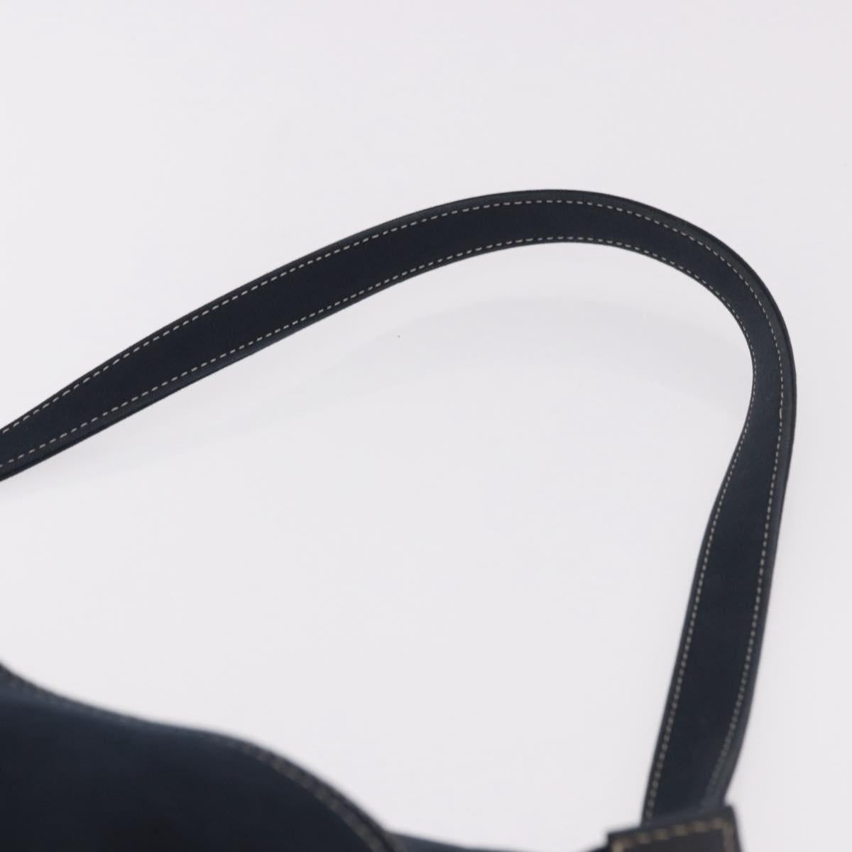 FENDI Mamma Baguette Shoulder Bag Canvas Navy Silver Auth 186897V