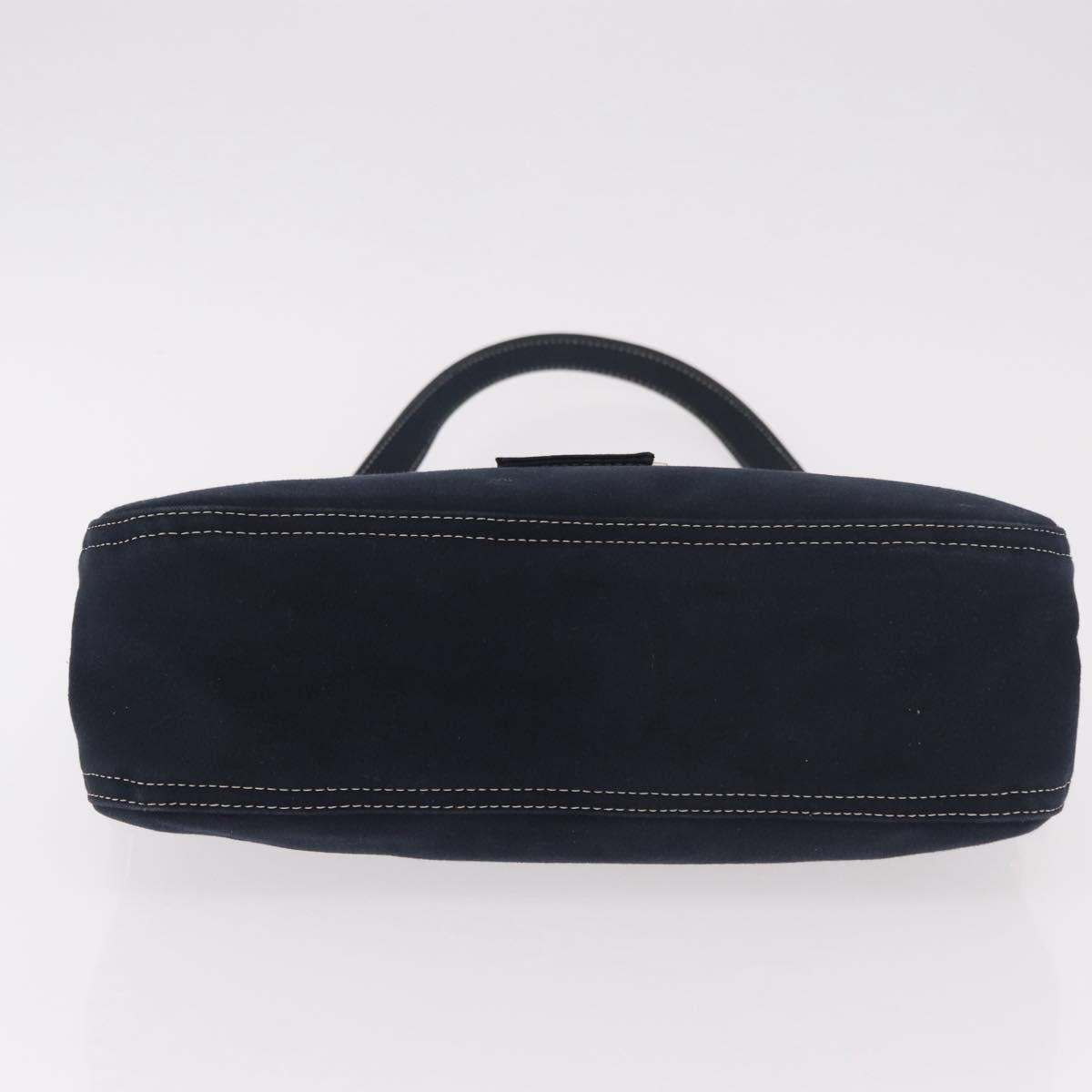 FENDI Mamma Baguette Shoulder Bag Canvas Navy Silver Auth 186897V