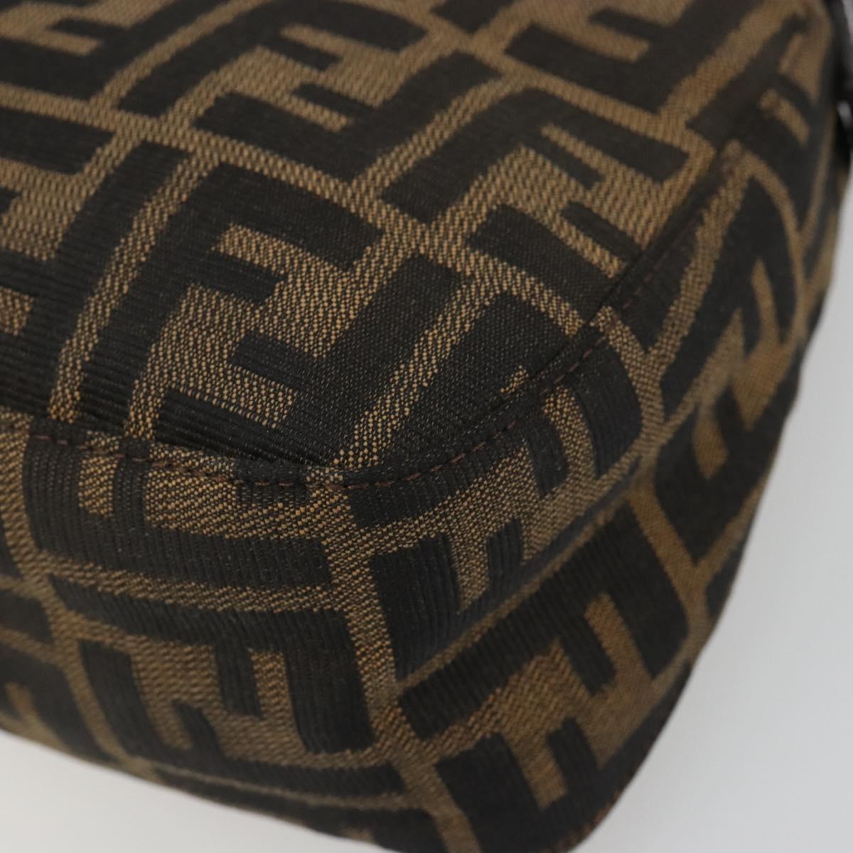 FENDI Zucca Canvas Mamma Baguette Shoulder Bag Black Brown Auth 186900SAM