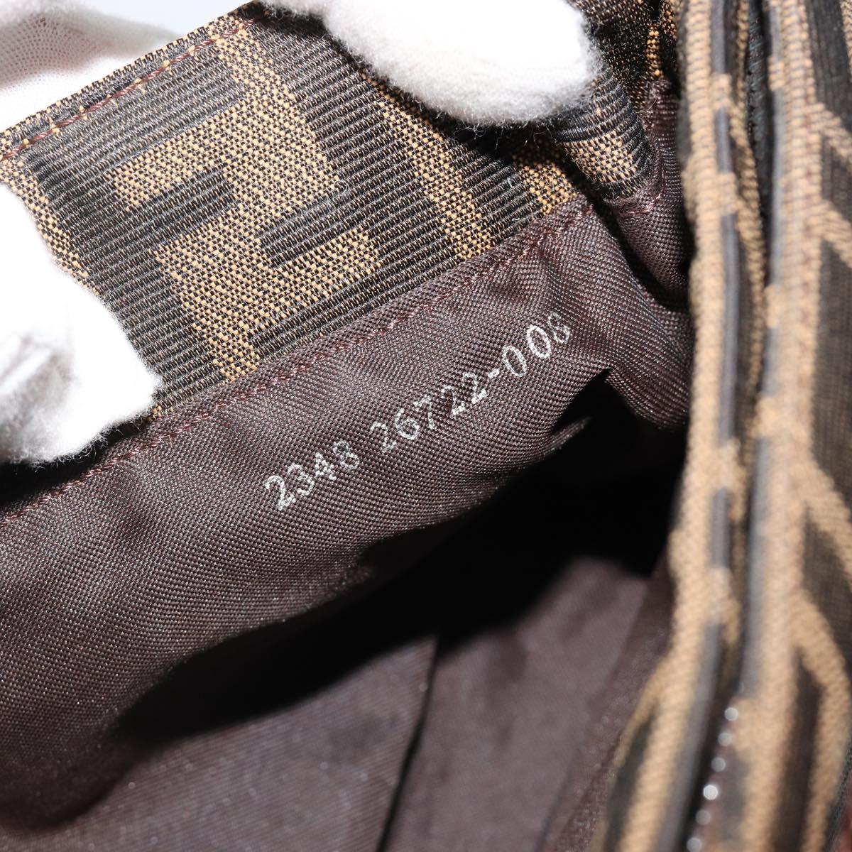 FENDI Zucca Canvas Mamma Baguette Shoulder Bag Black Brown Auth 186900SAM