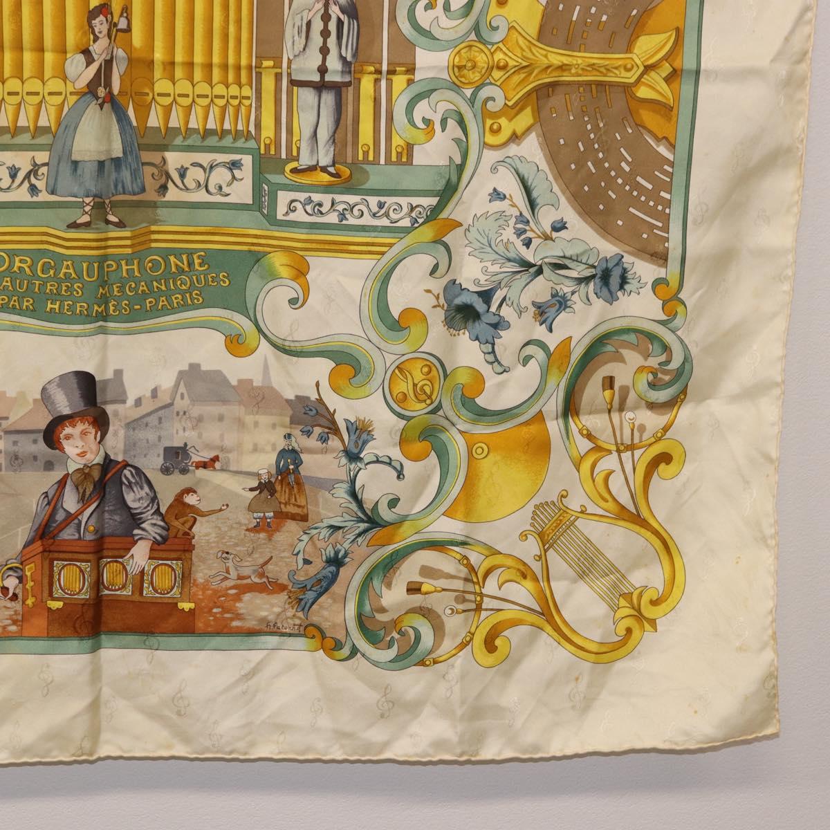 HERMES Carre 90 Scarf Silk Beige Yellow Auth 186911