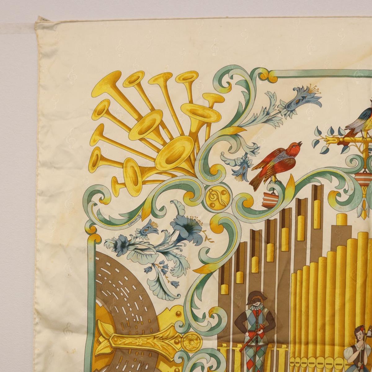 HERMES Carre 90 Scarf Silk Beige Yellow Auth 186911