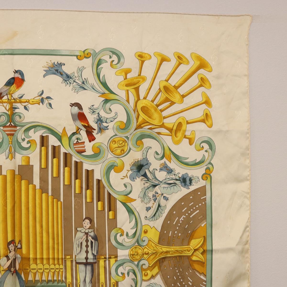 HERMES Carre 90 Scarf Silk Beige Yellow Auth 186911