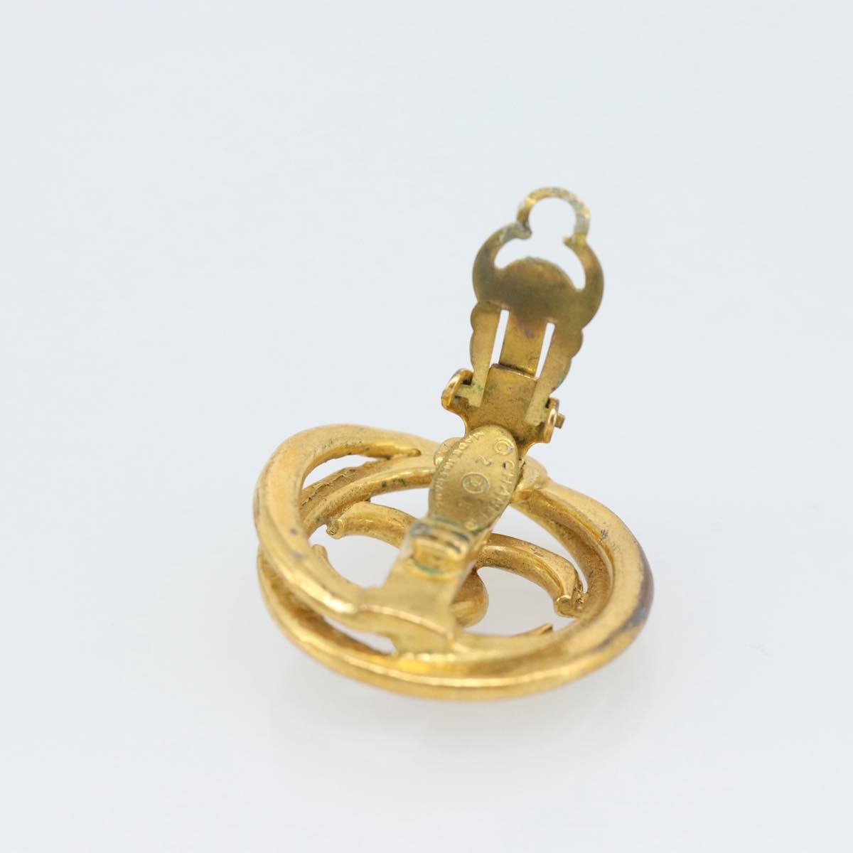 CHANEL COCO Mark Earring Metal Gold CC Auth 186930