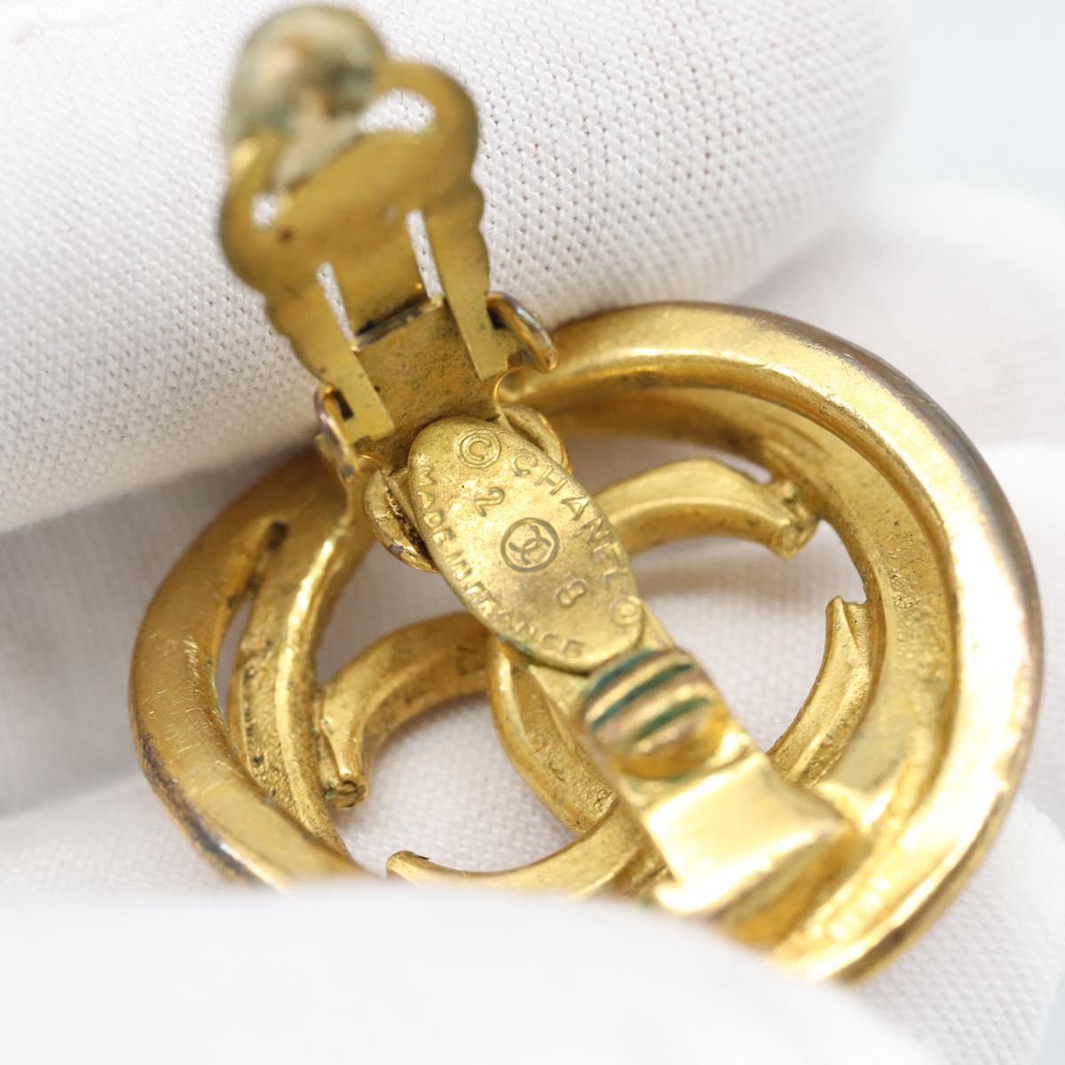 CHANEL COCO Mark Earring Metal Gold CC Auth 186930