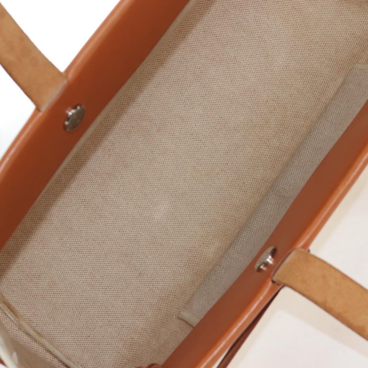 HERMES Her Bag Tote Bag Canvas Beige Brown Auth 186943V