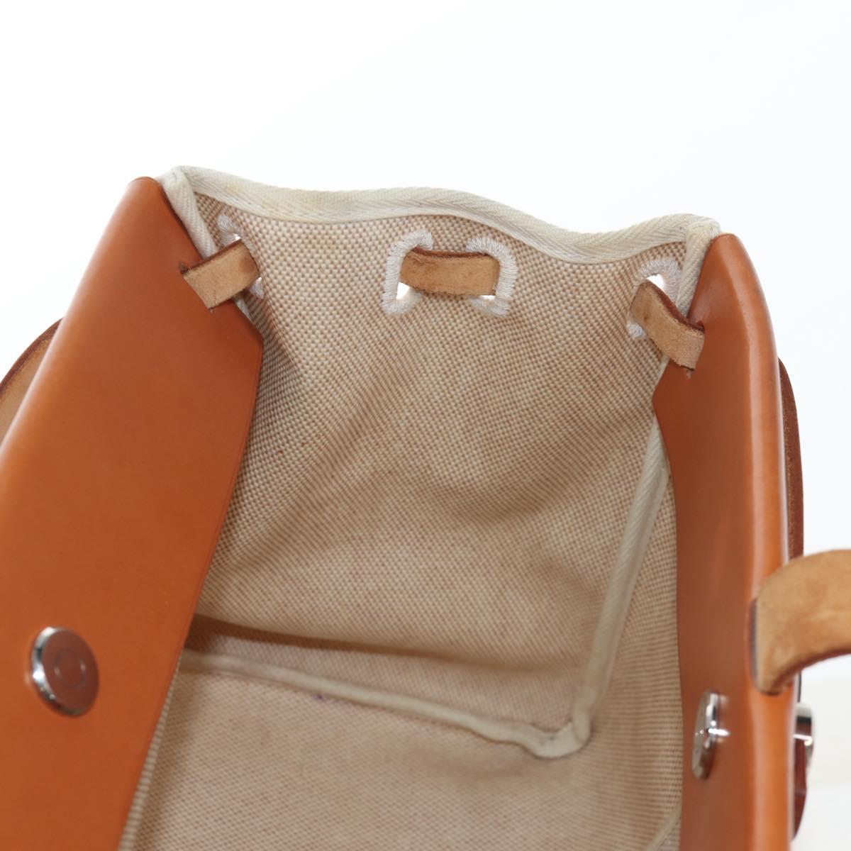 HERMES Her Bag Tote Bag Canvas Beige Brown Auth 186943V
