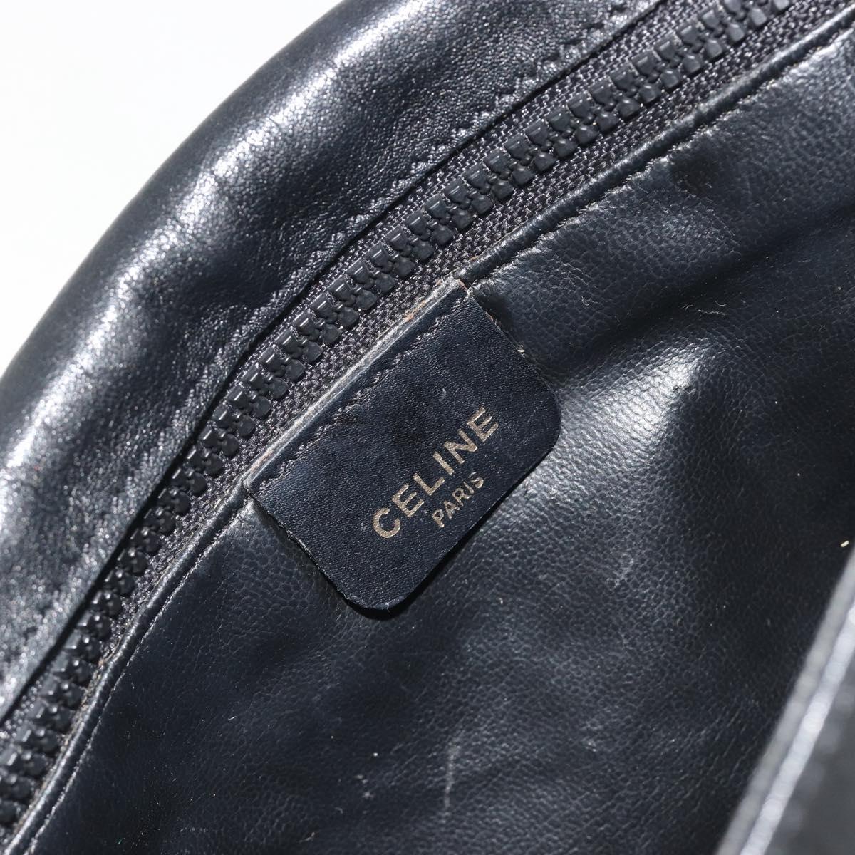 CELINE Shoulder Bag Leather Black Gold Auth 186955