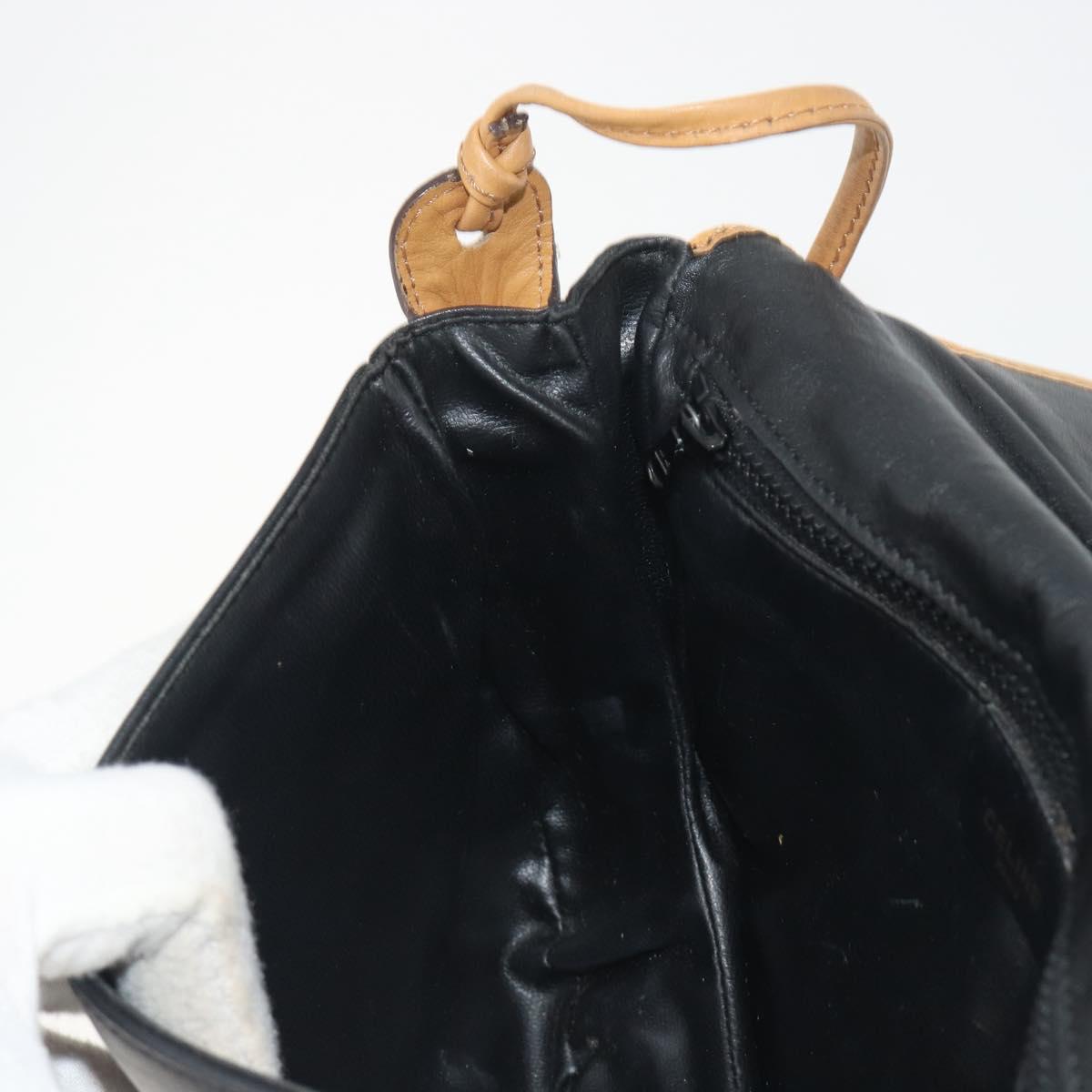 CELINE Shoulder Bag Leather Black Gold Auth 186955