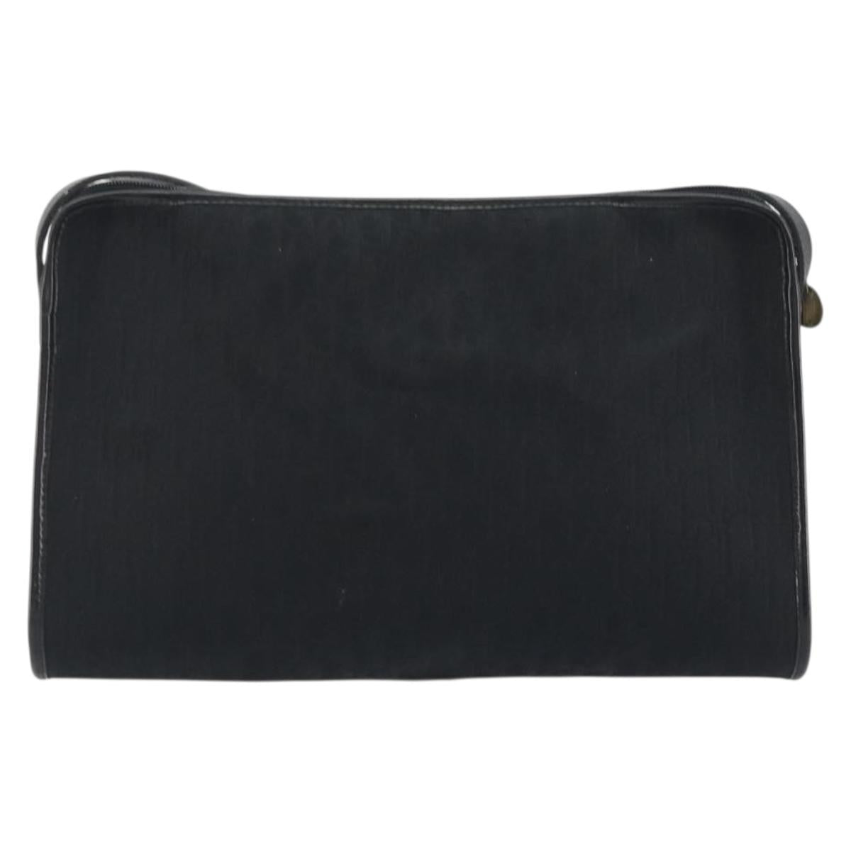 Christian Dior Trotter Canvas Shoulder Bag Black Gold Auth 186956