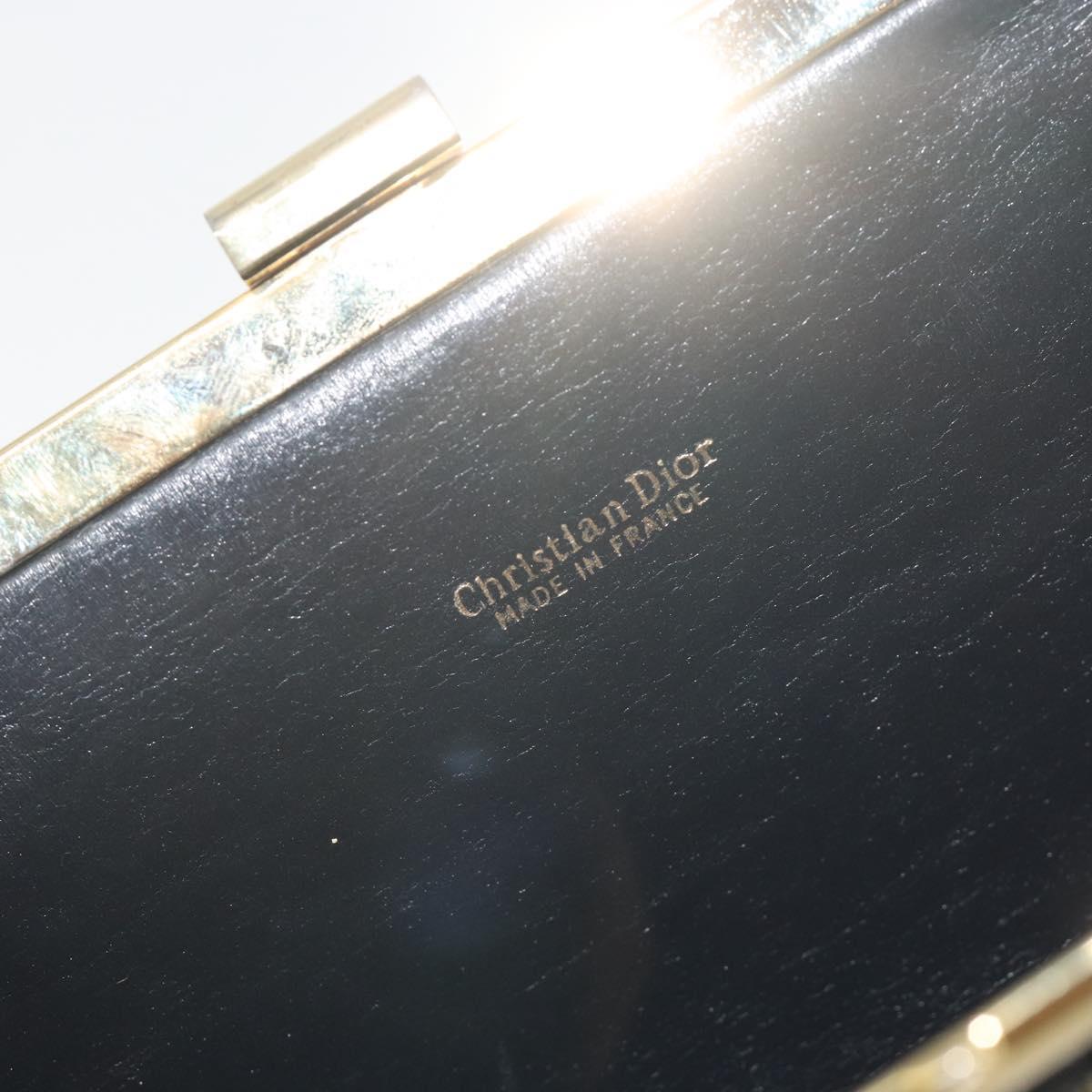 Christian Dior Trotter Canvas Clutch Bag Navy Gold Auth 186958A