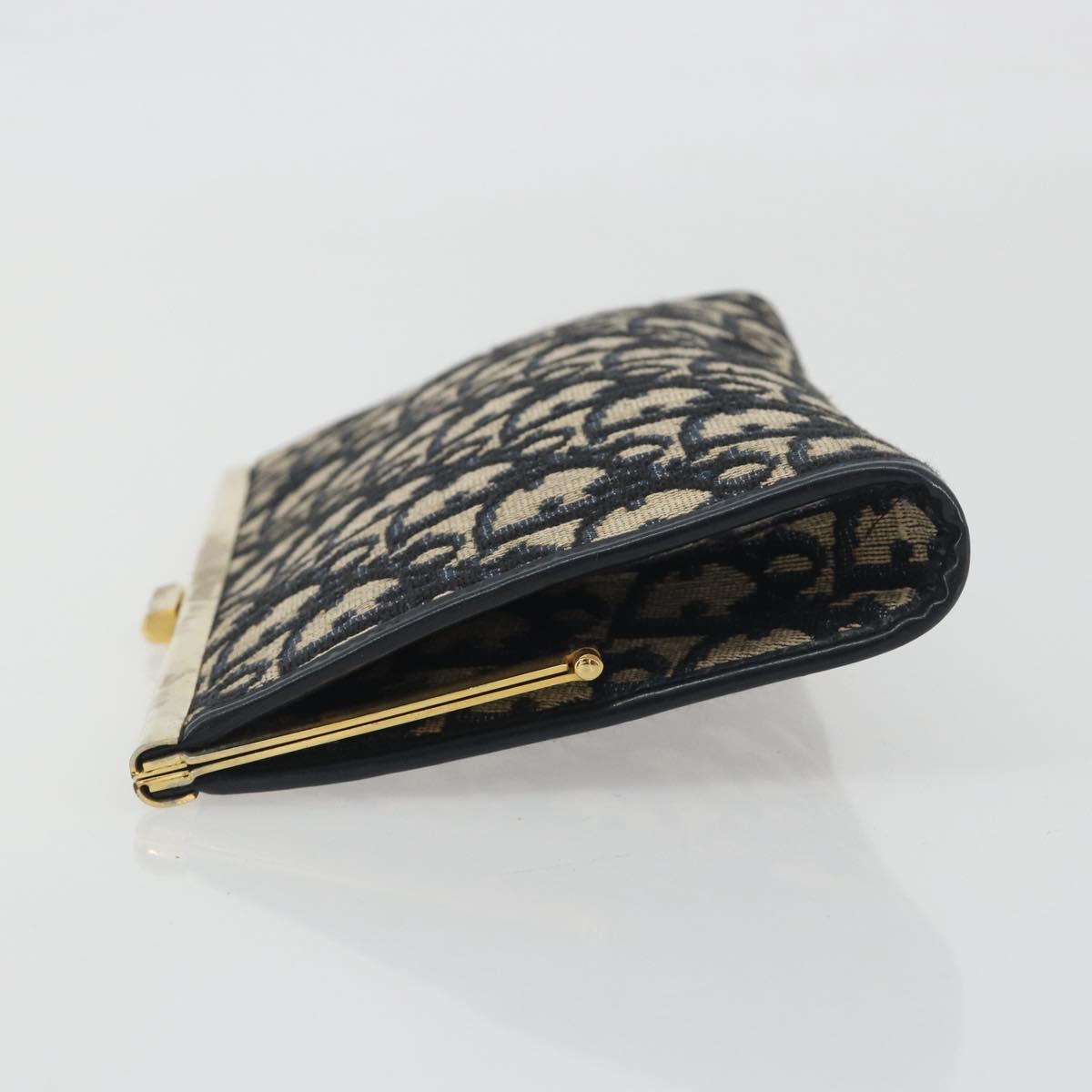 Christian Dior Trotter Canvas Clutch Bag Navy Gold Auth 186958A