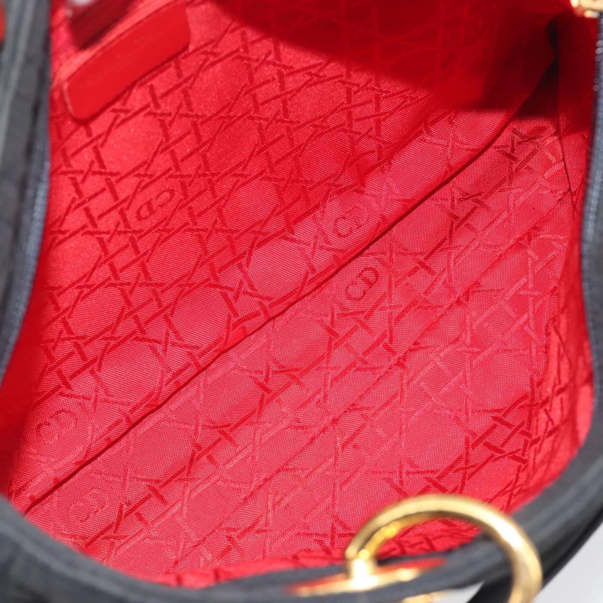 Christian Dior Canage Hand Bag Canvas Black Gold Auth 186960