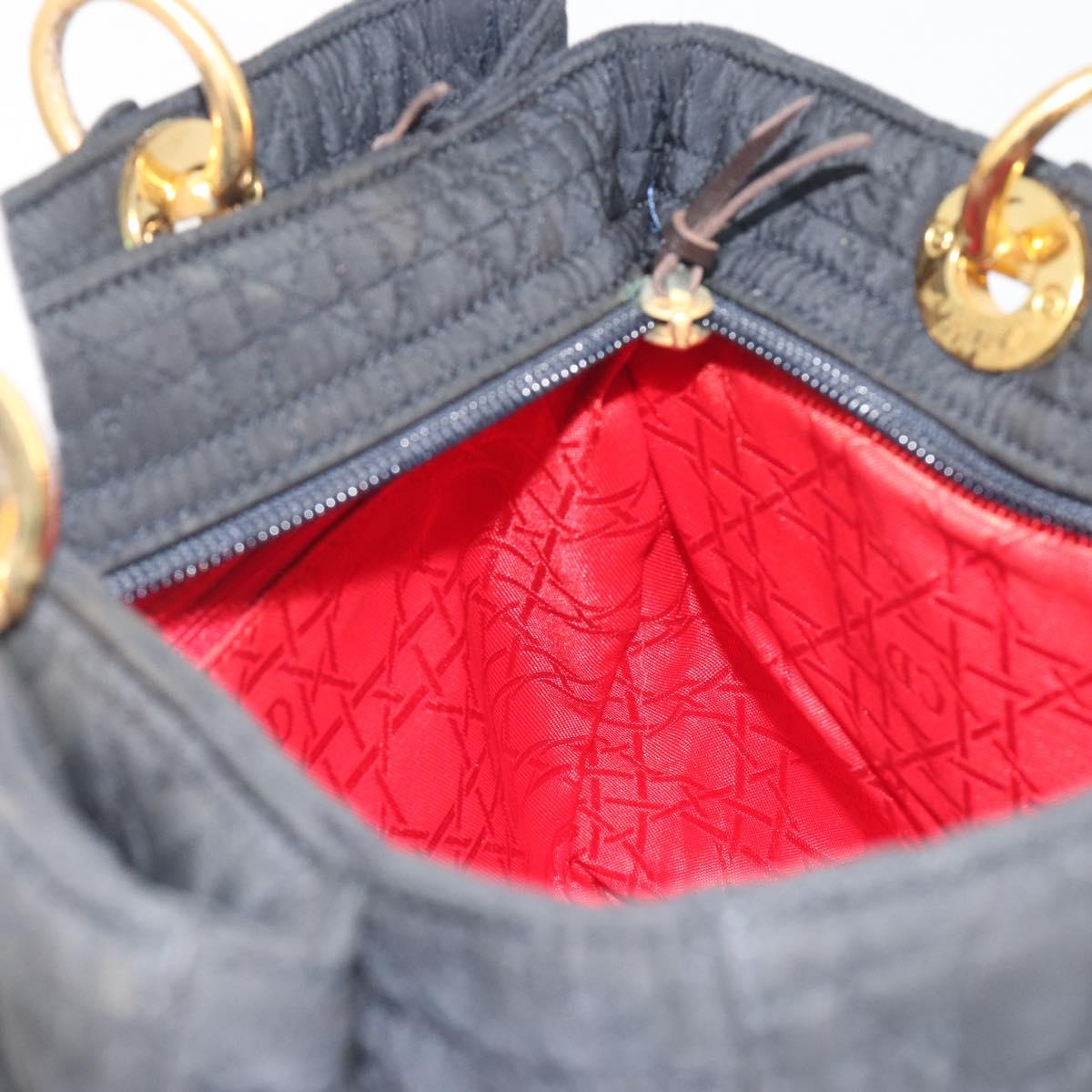 Christian Dior Canage Hand Bag Canvas Black Gold Auth 186960