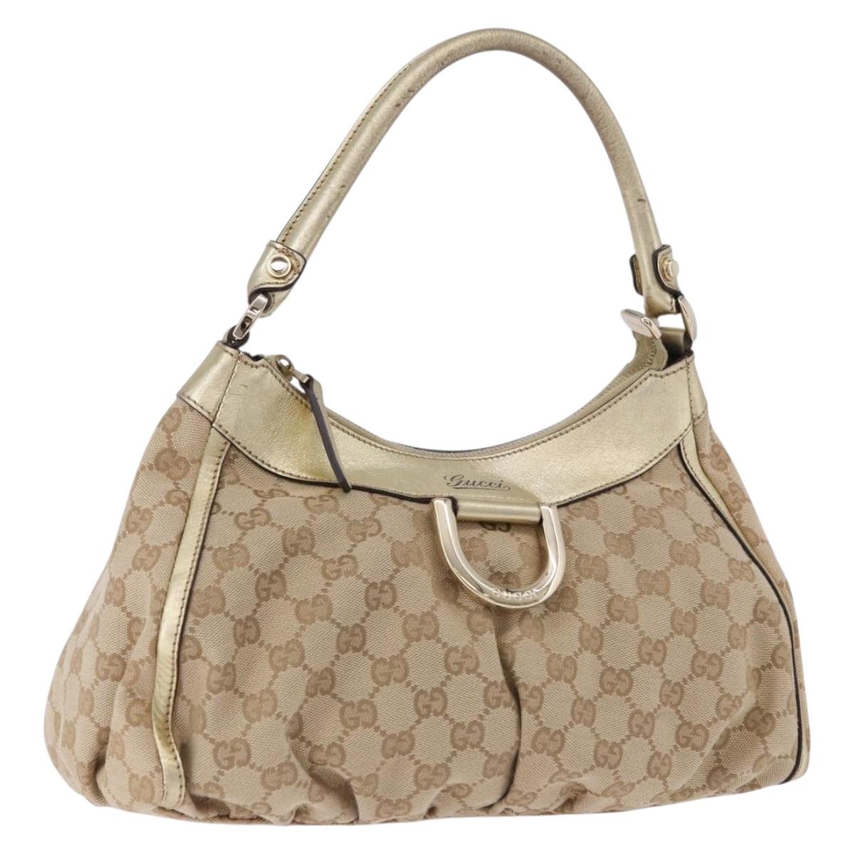 GUCCI GG Canvas Hand Bag Beige Gold 190525 Auth 186971V