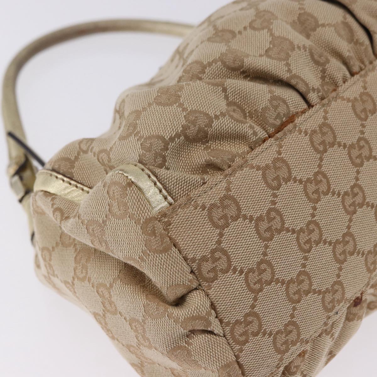 GUCCI GG Canvas Hand Bag Beige Gold 190525 Auth 186971V