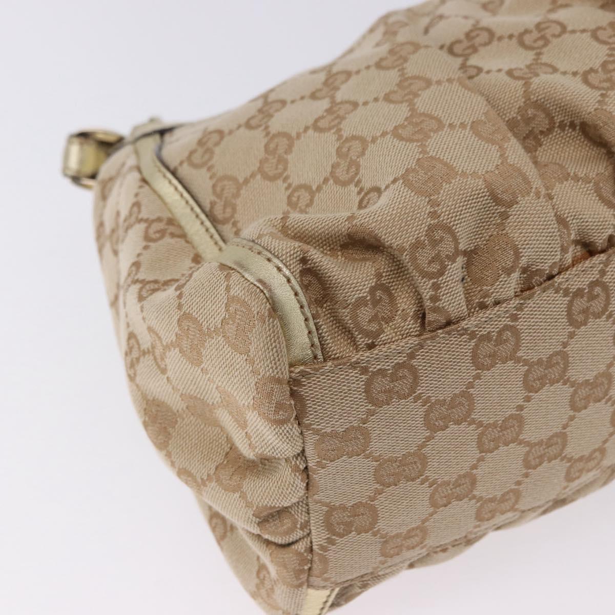 GUCCI GG Canvas Hand Bag Beige Gold 190525 Auth 186971V