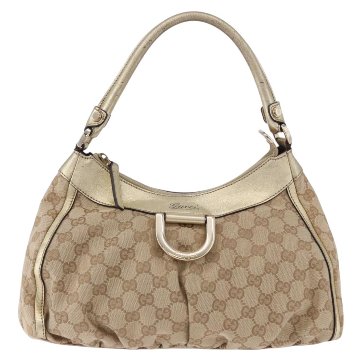 GUCCI GG Canvas Hand Bag Beige Gold 190525 Auth 186971V