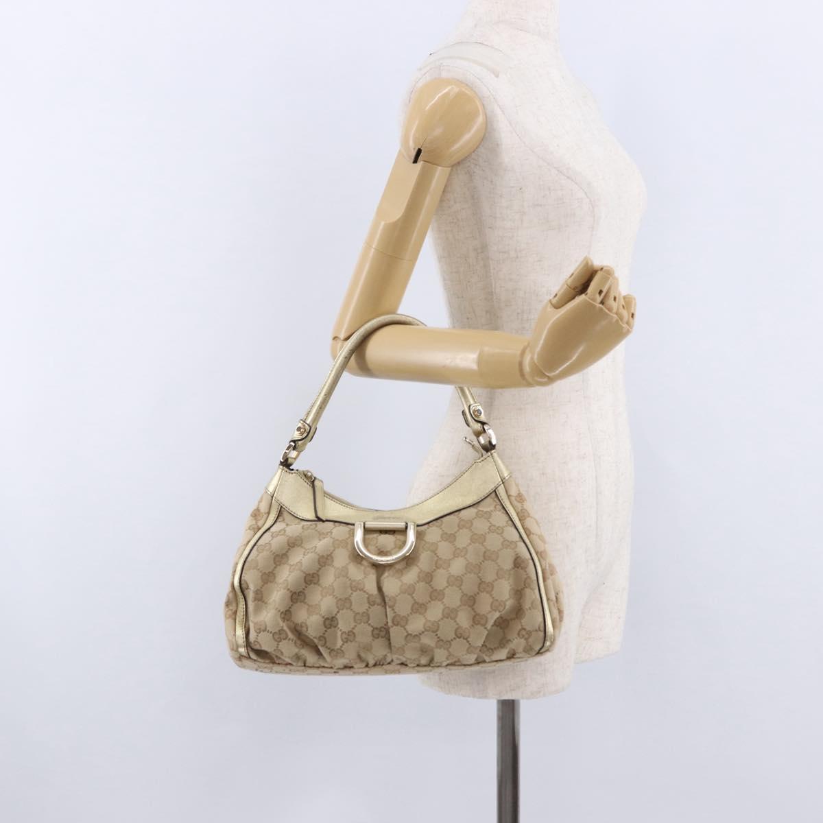 GUCCI GG Canvas Hand Bag Beige Gold 190525 Auth 186971V