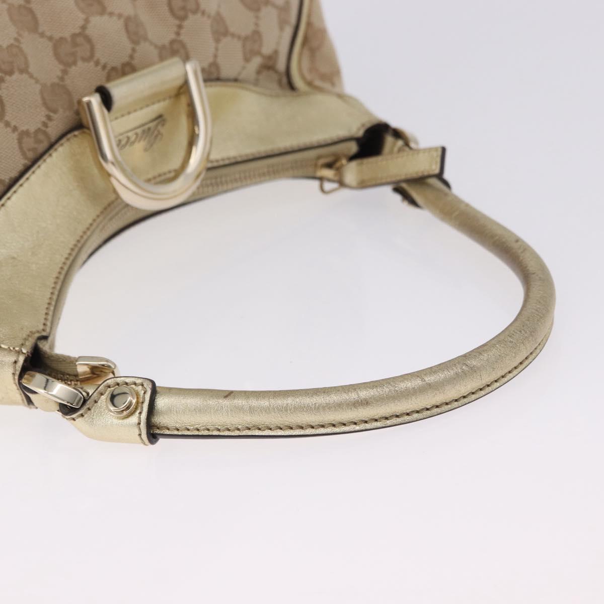 GUCCI GG Canvas Hand Bag Beige Gold 190525 Auth 186971V