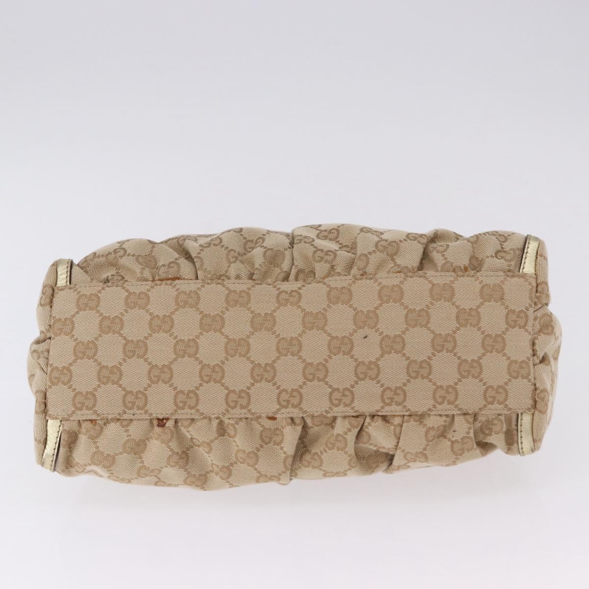 GUCCI GG Canvas Hand Bag Beige Gold 190525 Auth 186971V